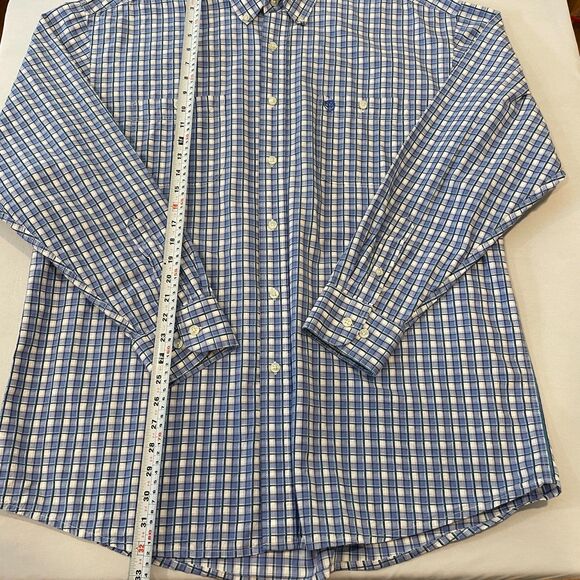 ~ Wrangler XL George Strait Cowboy Cut Collection Button-Down Shirt Blue Plaid - Picture 7 of 14